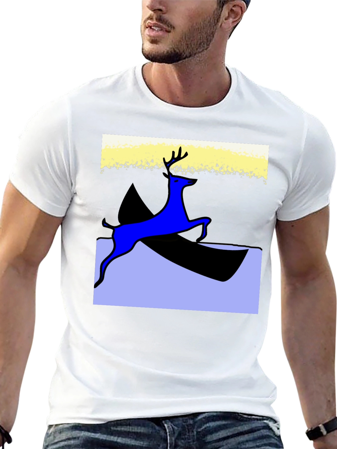 Black Deer Graphic Black T-Shirt - Unique Artistic Design view 13