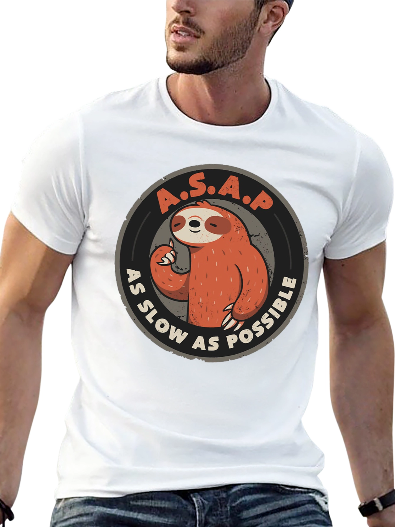Black Funny Sloth A.S.A.P. Graphic T-Shirt - As Slow As Possible Tee view 13