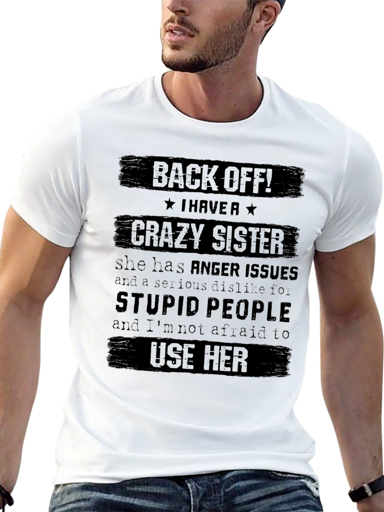Black Crazy Sister Graphic Tee - Funny Novelty Shirt view 13