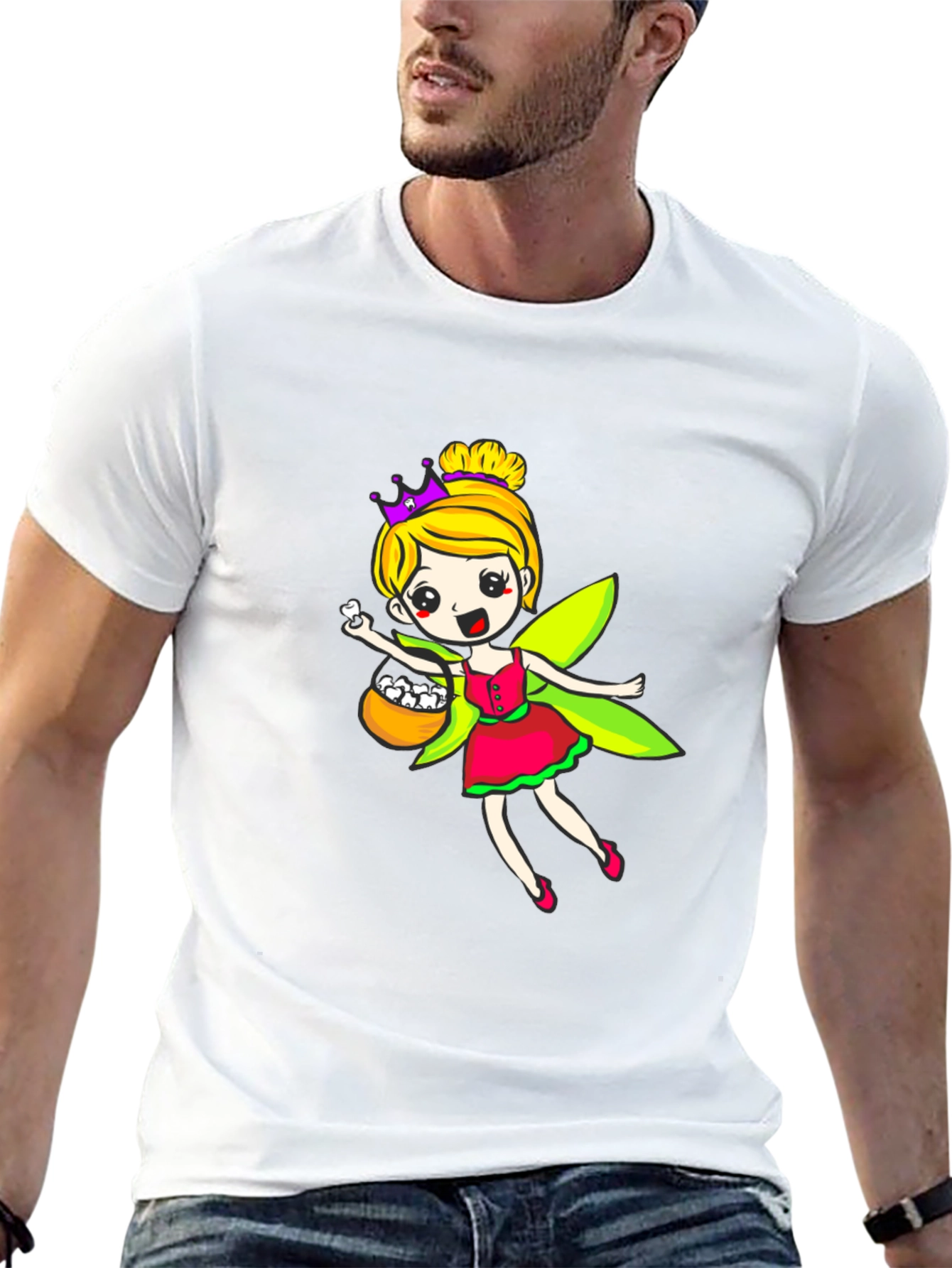 Black Fairy Princess T-Shirt - Cartoon Design view 13
