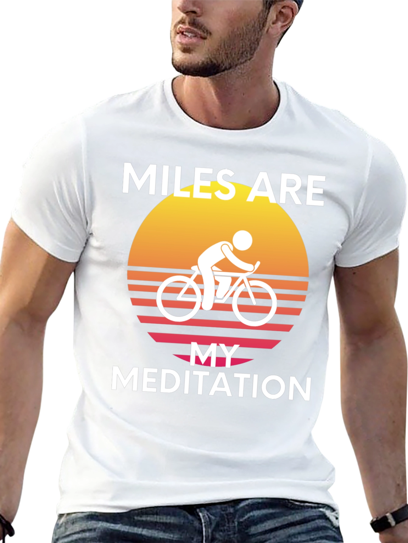 Black Miles Are My Meditation Graphic T-Shirt - Cycling view 13