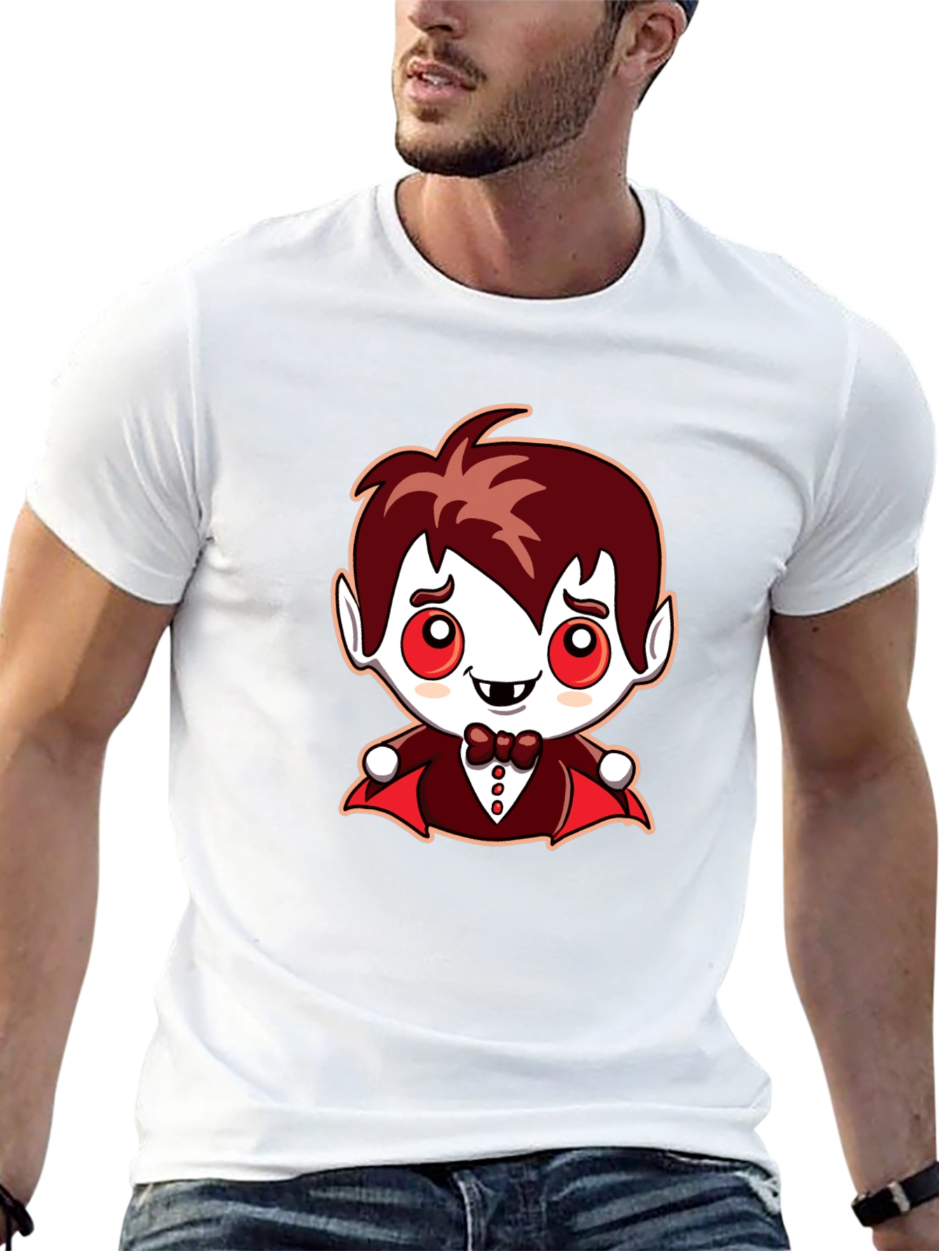 Black Cute Cartoon Vampire Graphic Tee view 13