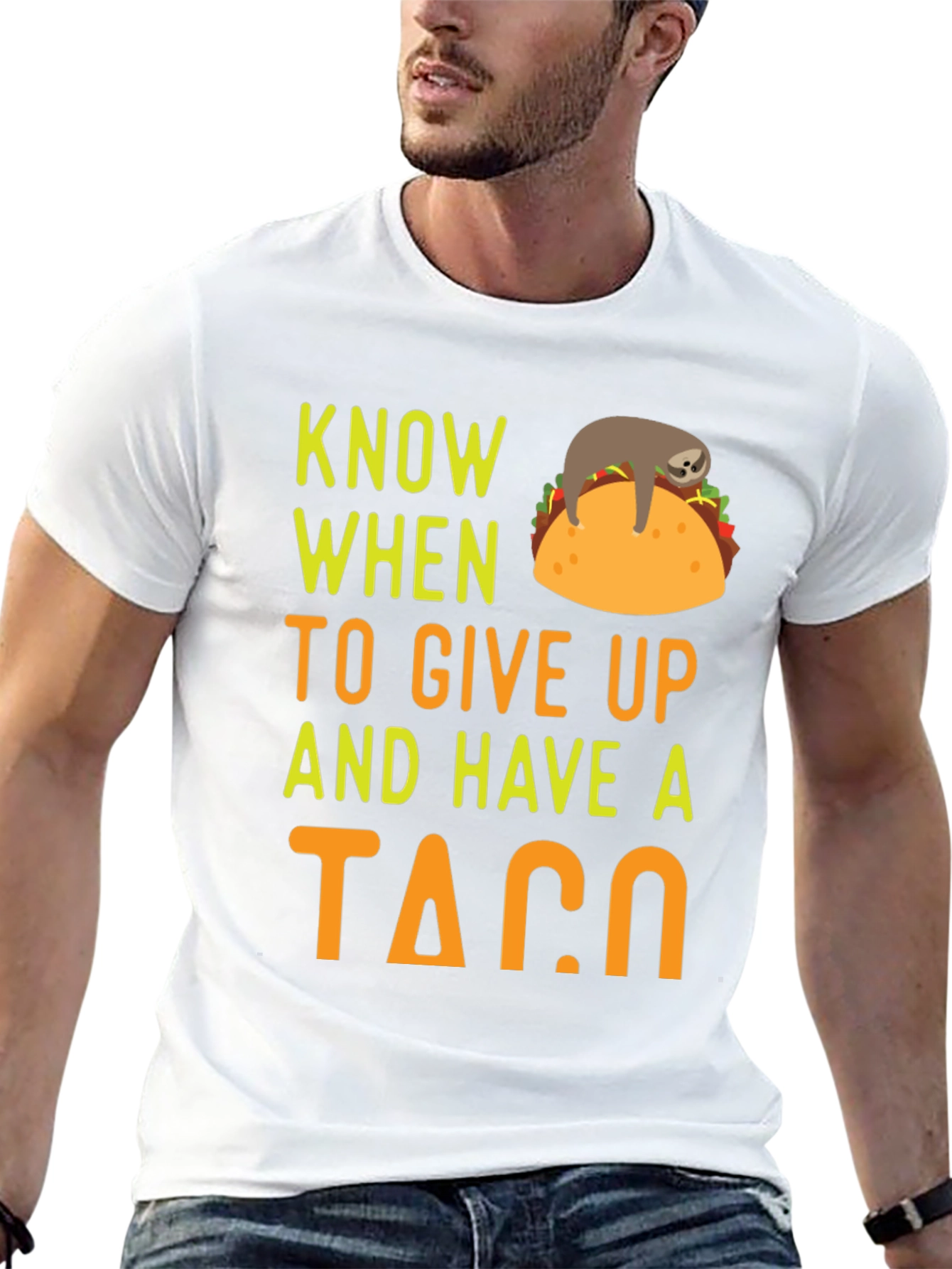 Black Know When to Give Up & Have a Taco Funny Sloth T-Shirt view 13