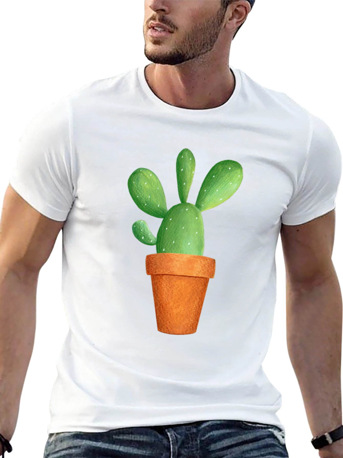 Black Cactus Graphic Tee - Potted Plant Design view 13