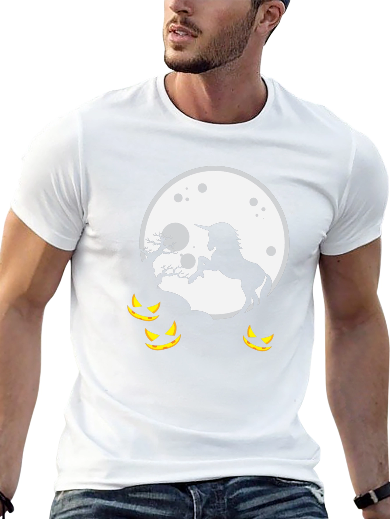 Black Unicorn Halloween Moon T-Shirt view 13