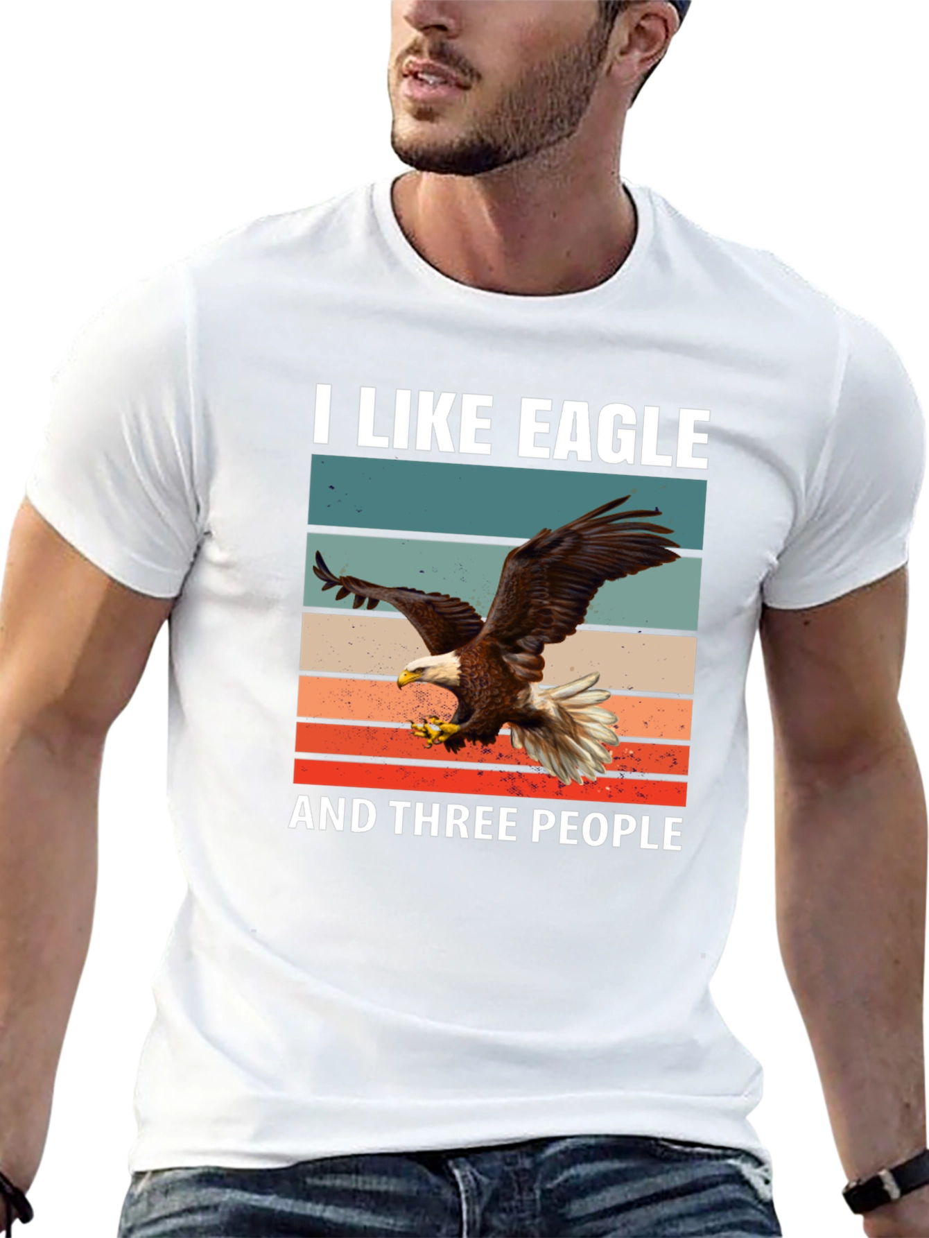 Black I Like Eagle and Three People T-Shirt view 13