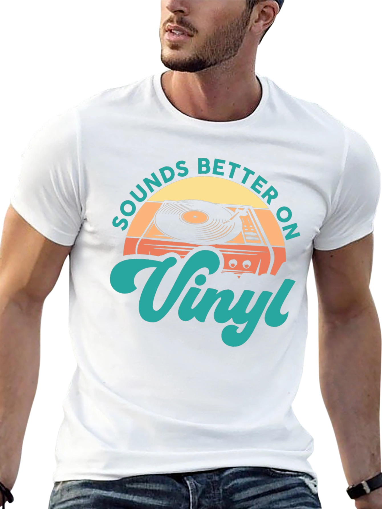 Black Sounds Better On Vinyl Retro T-Shirt view 13