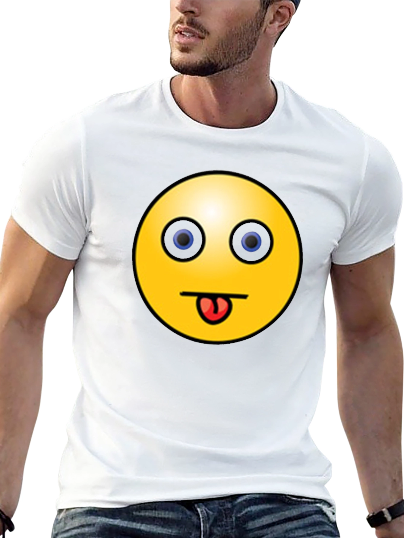 Black Funny Emoji Graphic Black T-Shirt - Tongue Out Smiley view 13