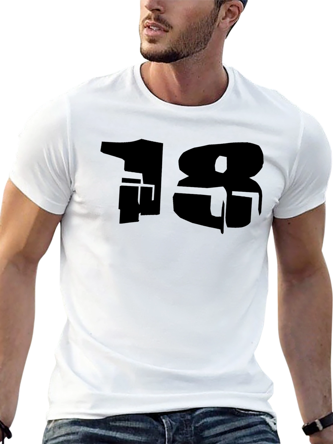 Black Graphic Number T-Shirt - Black, Casual Style view 13