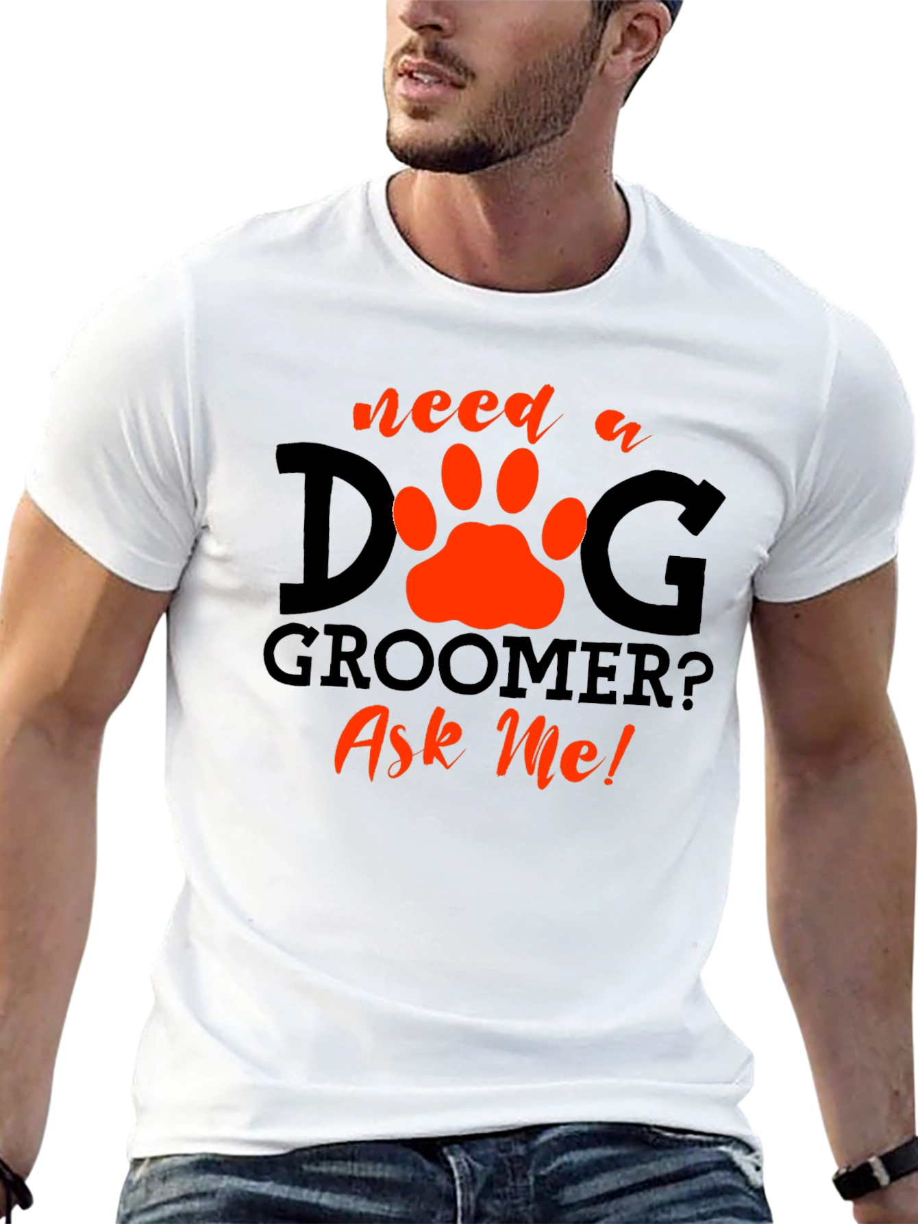 Black Need a Dog Groomer? Ask Me! Black T-Shirt view 13