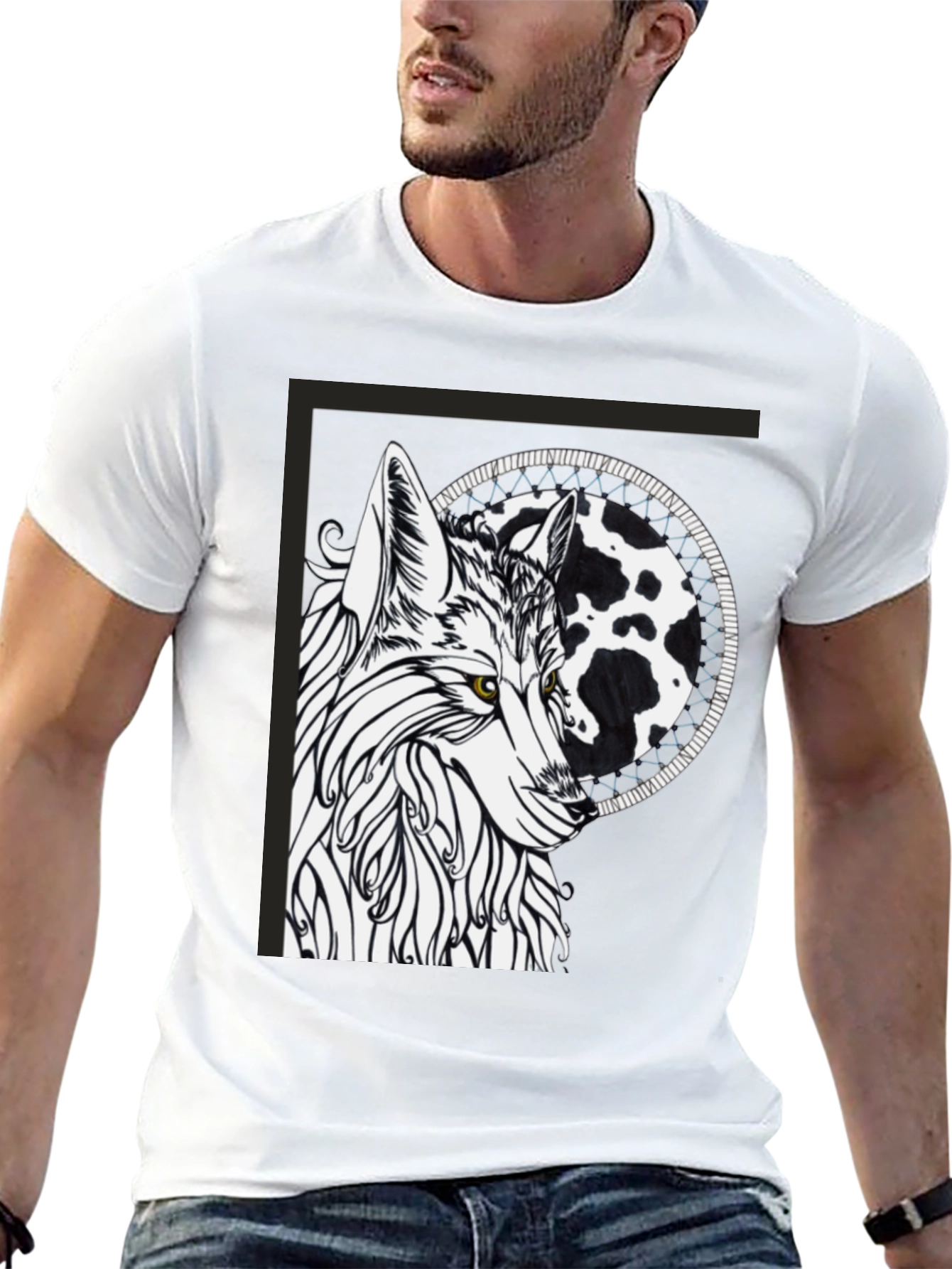 Black Wolf Graphic Tee - Black Cotton Blend view 13