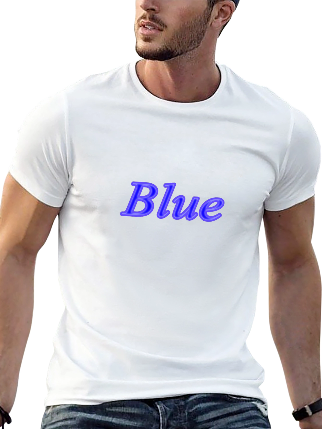 Black Stylish Black T-Shirt with "Blue" Text view 13