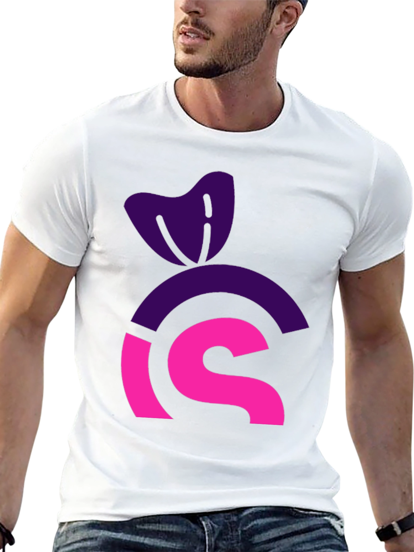 Black Modern Graphic Tee: Purple & Pink Icon Design view 13