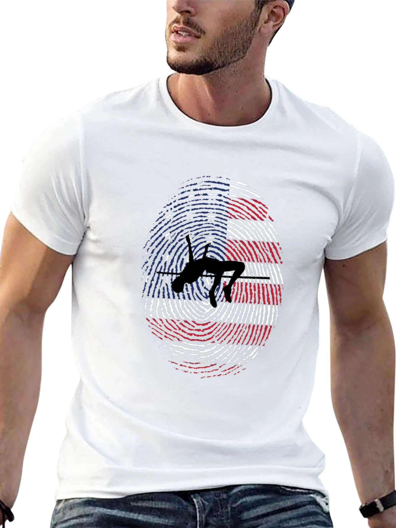 Black American High Jump Fingerprint T-Shirt view 13