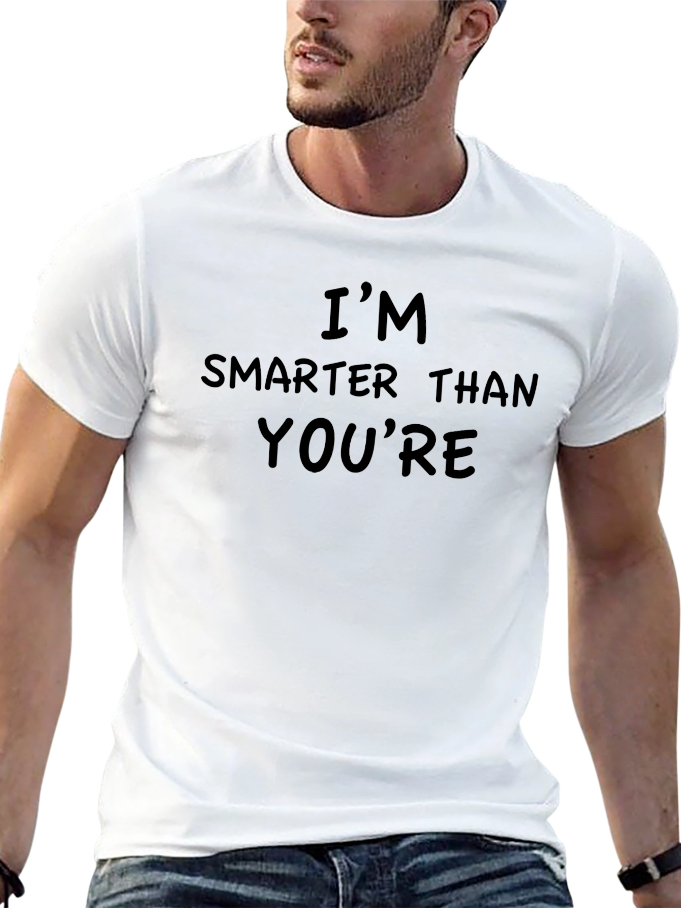 Black Funny "I'm Smarter Than You're" Black T-Shirt view 13