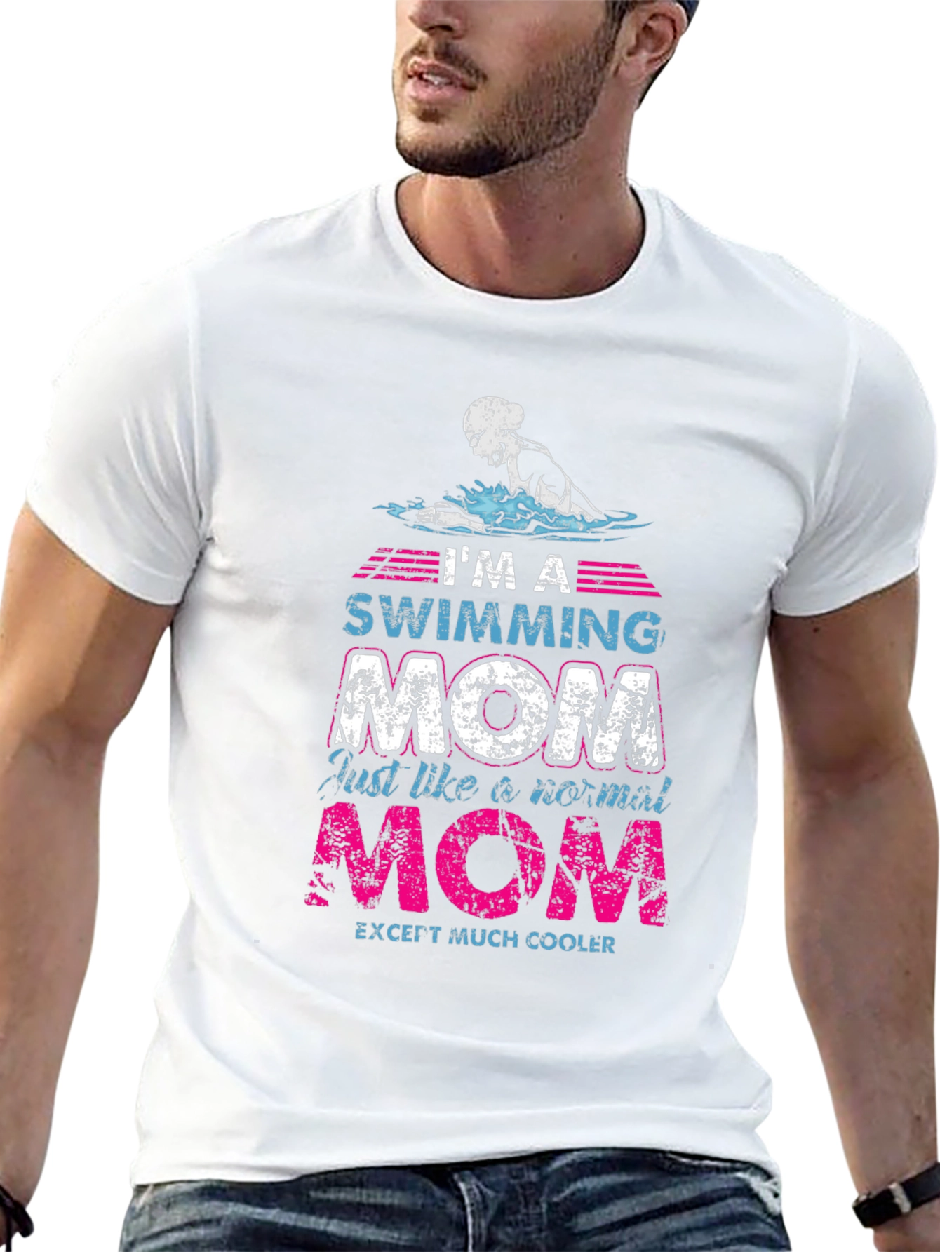 Swimming Mom Graphic T-Shirt - Cool Mothers Day Gift - 13
