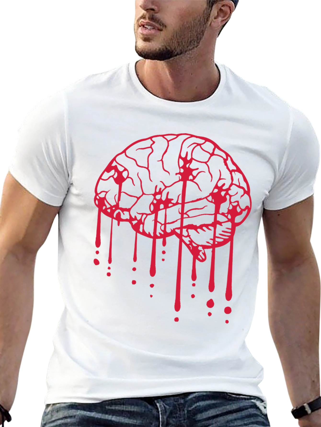 Black Bleeding Brain Graphic Tee - Black view 13