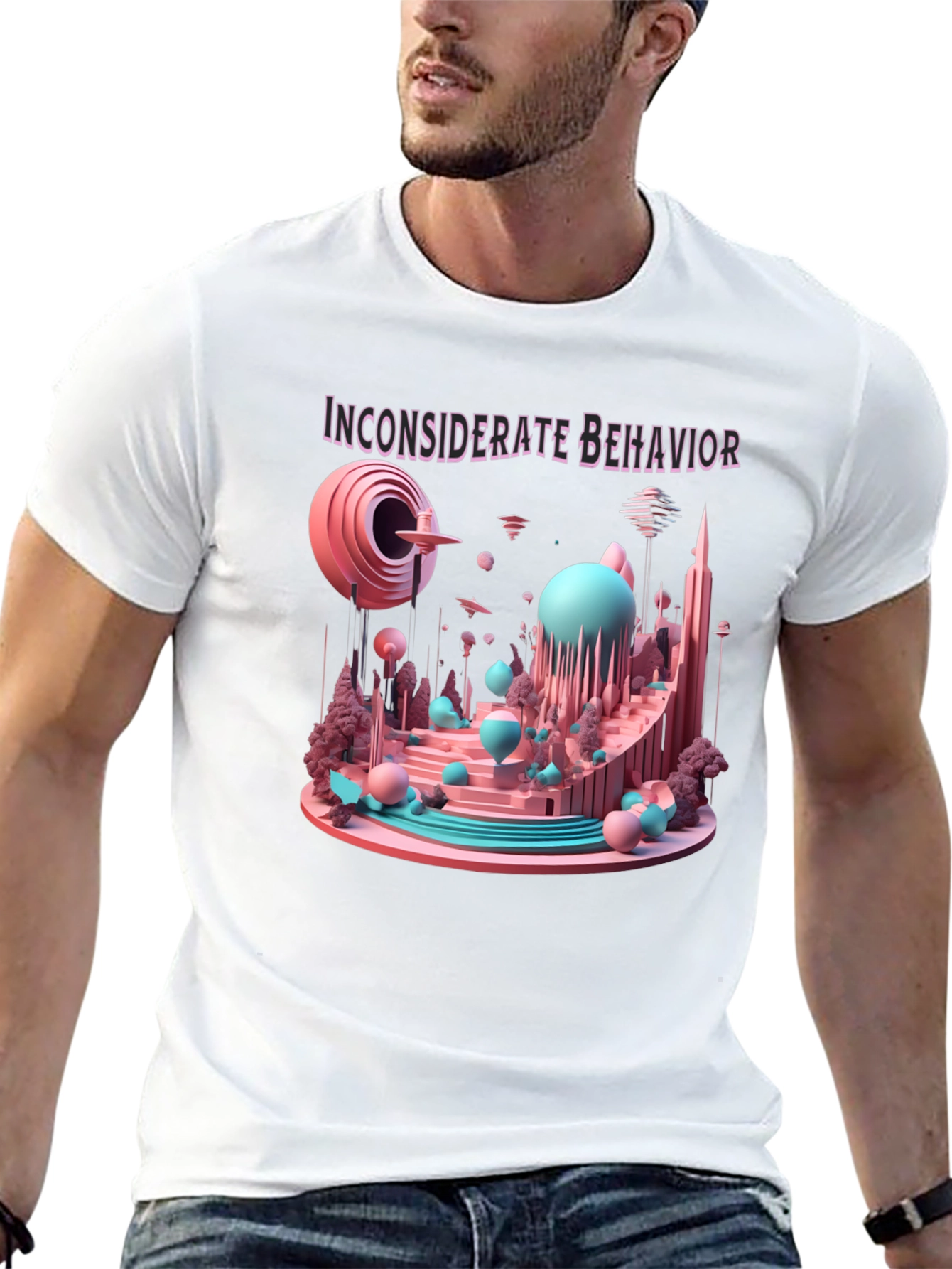 Black Inconsiderate Behavior Black Graphic Tee view 13
