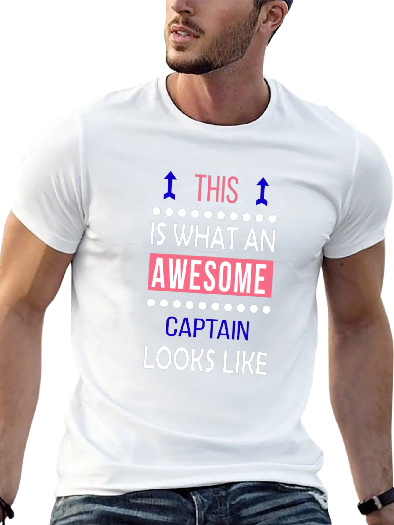 Black Awesome Captain T-Shirt - Black Crew Neck Tee view 13