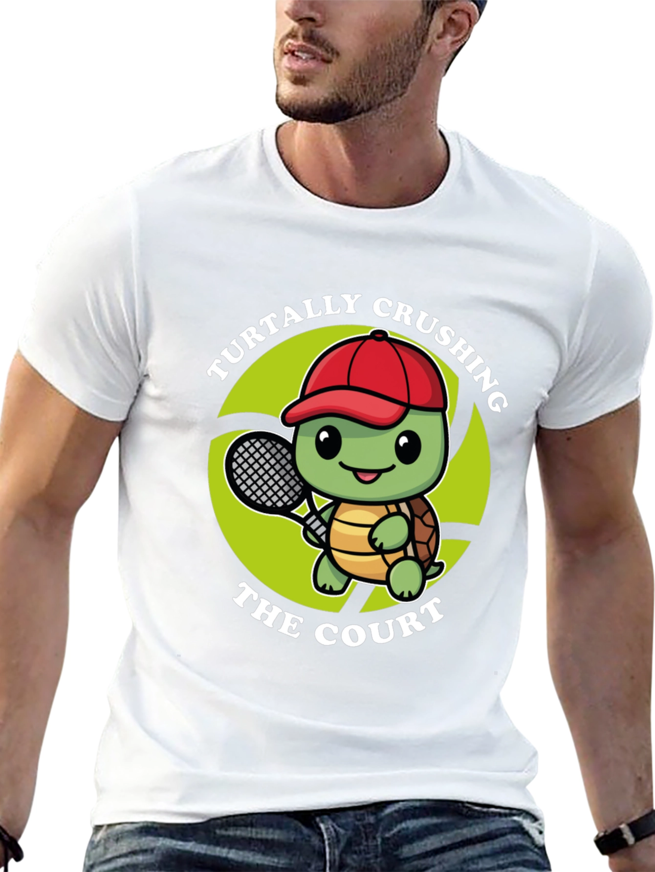 Black Turtally Crushing It! Tennis Turtle Graphic Tee view 13