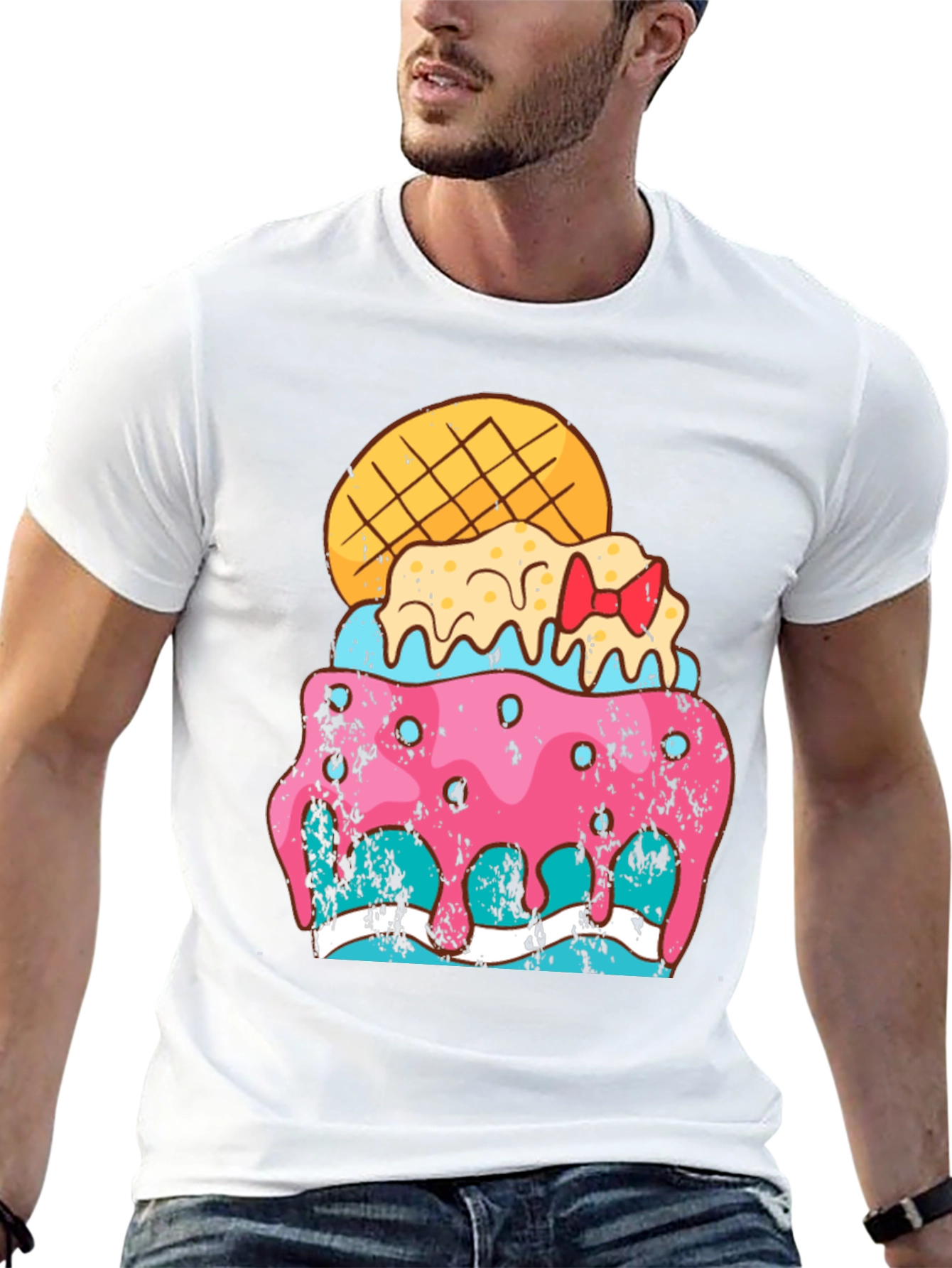 Black Fun Ice Cream Treat Graphic Tee - Black Cotton Blend Shirt view 13