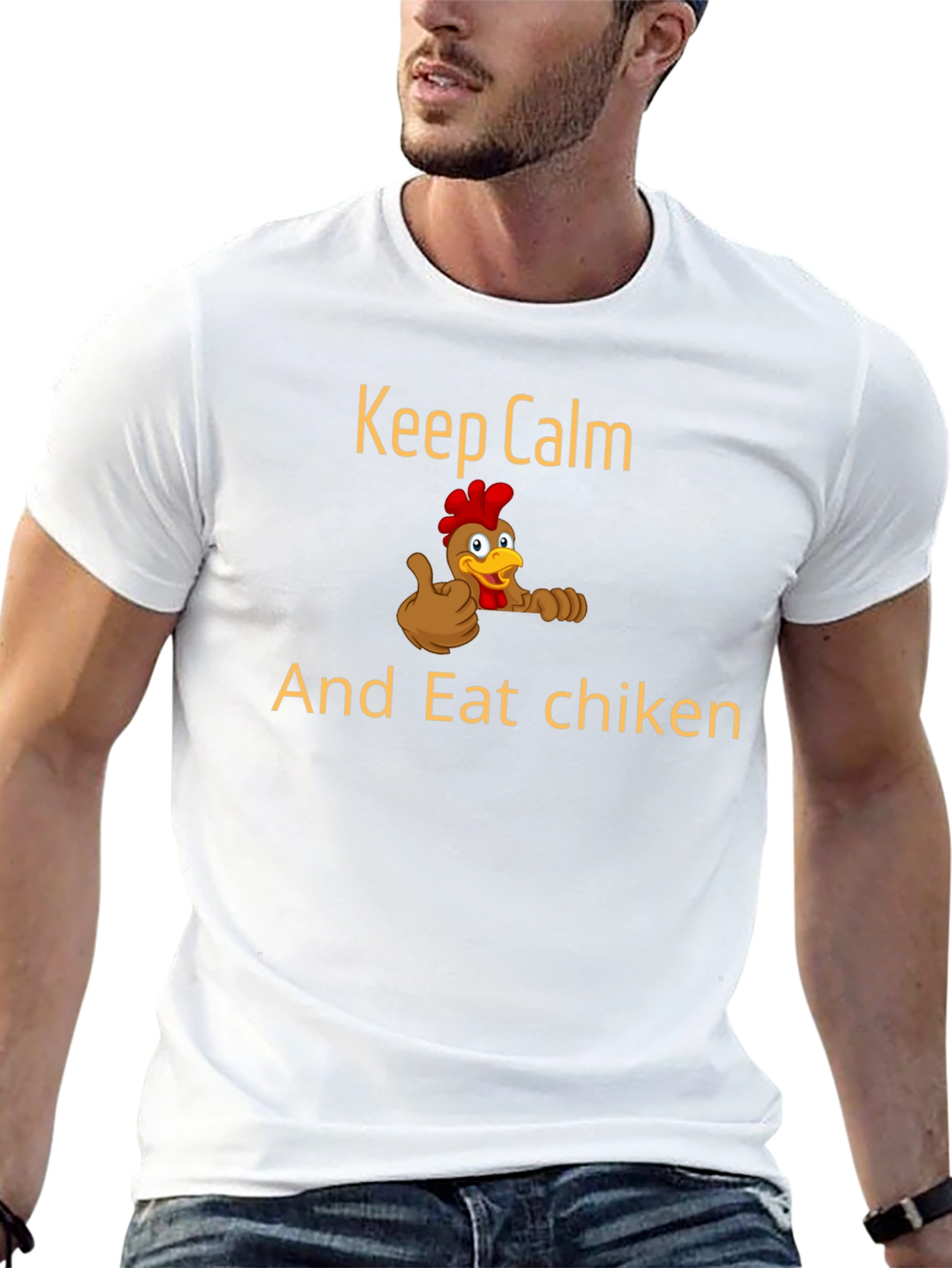 Black Keep Calm & Eat Chiken Graphic T-Shirt - Funny Chicken Lover Tee view 13
