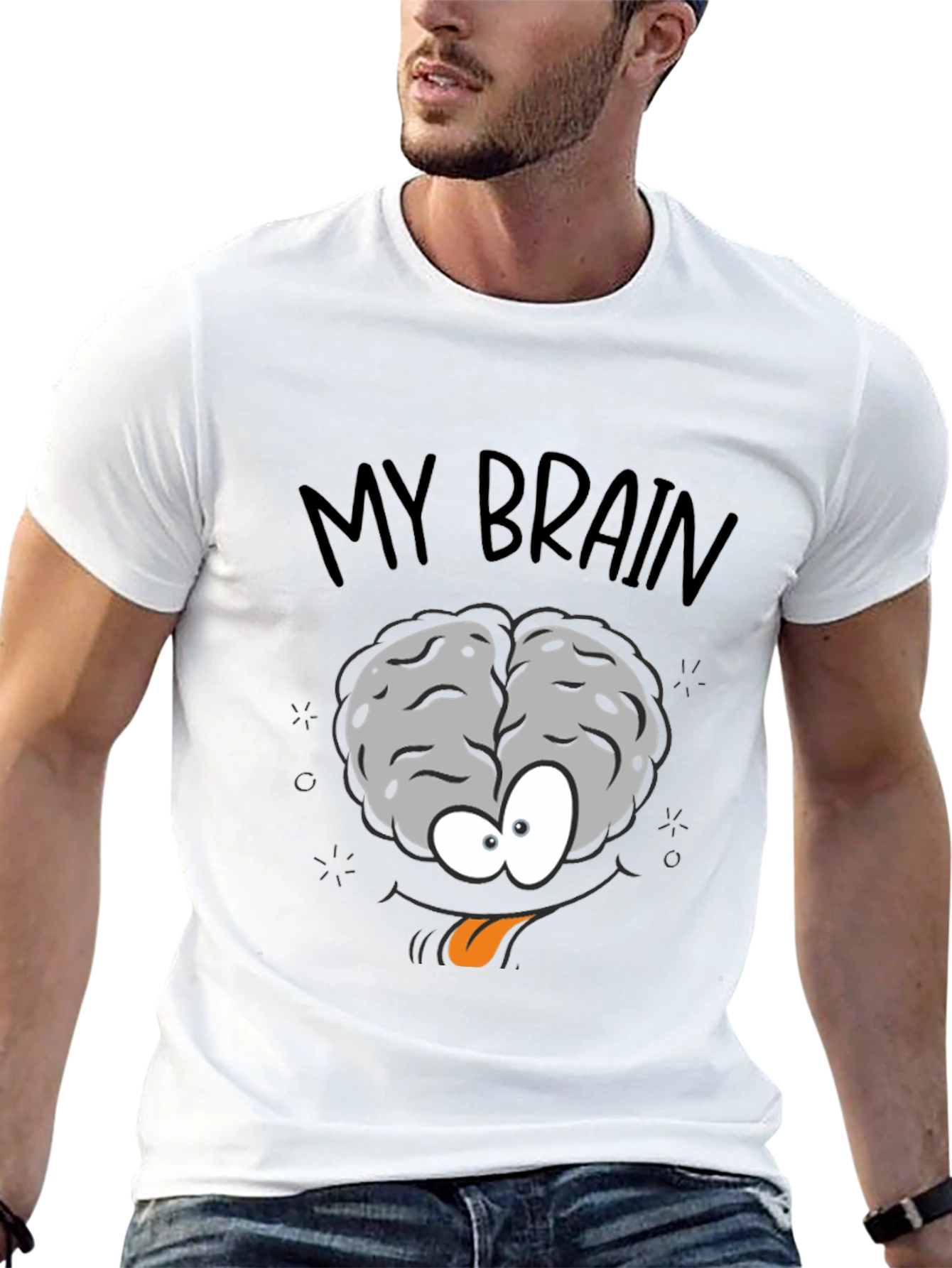 Black My Brain Graphic Print Crew Neck T-Shirt view 13