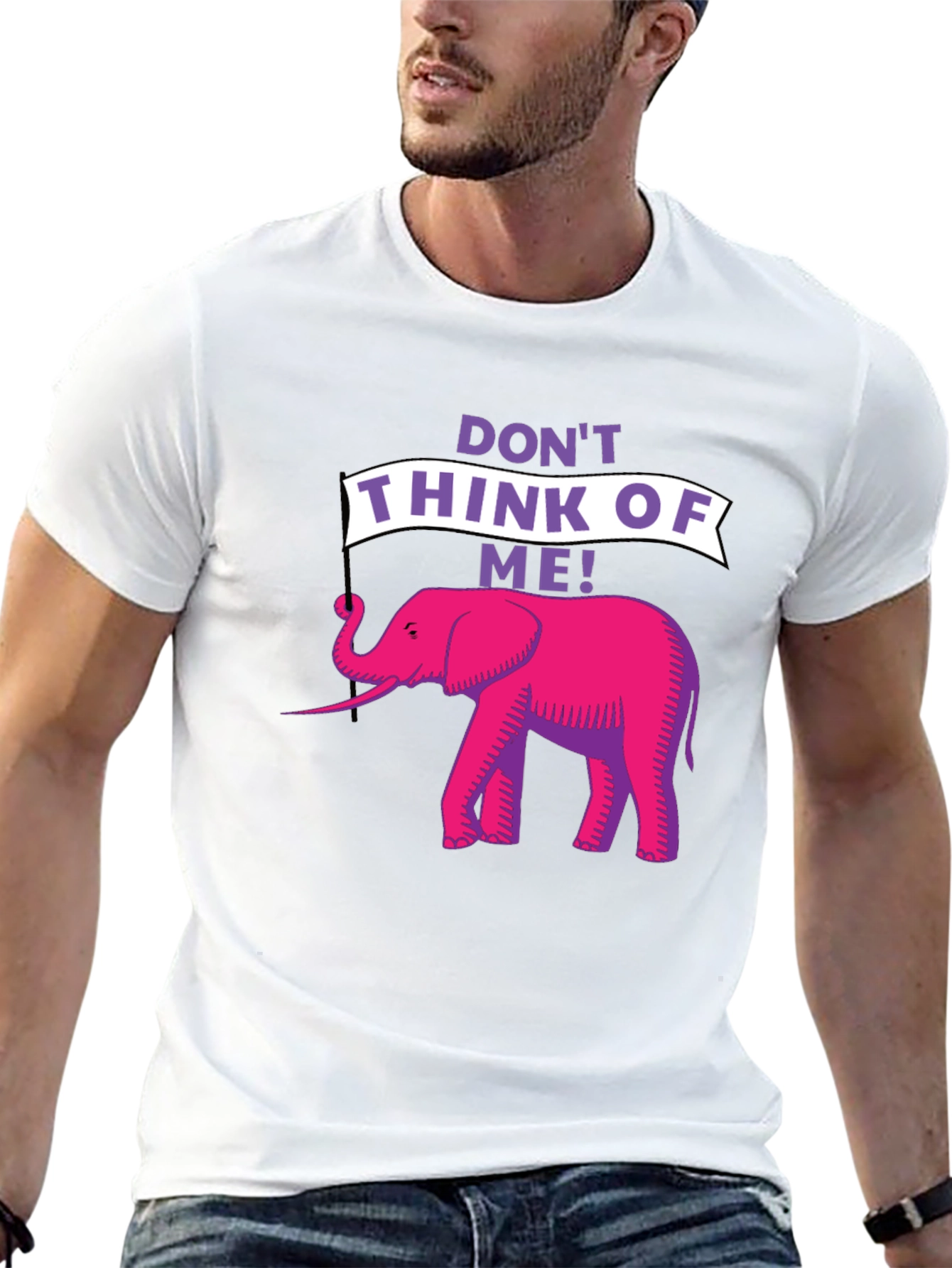 Black Don't Think of Me! Elephant Graphic Tee view 13