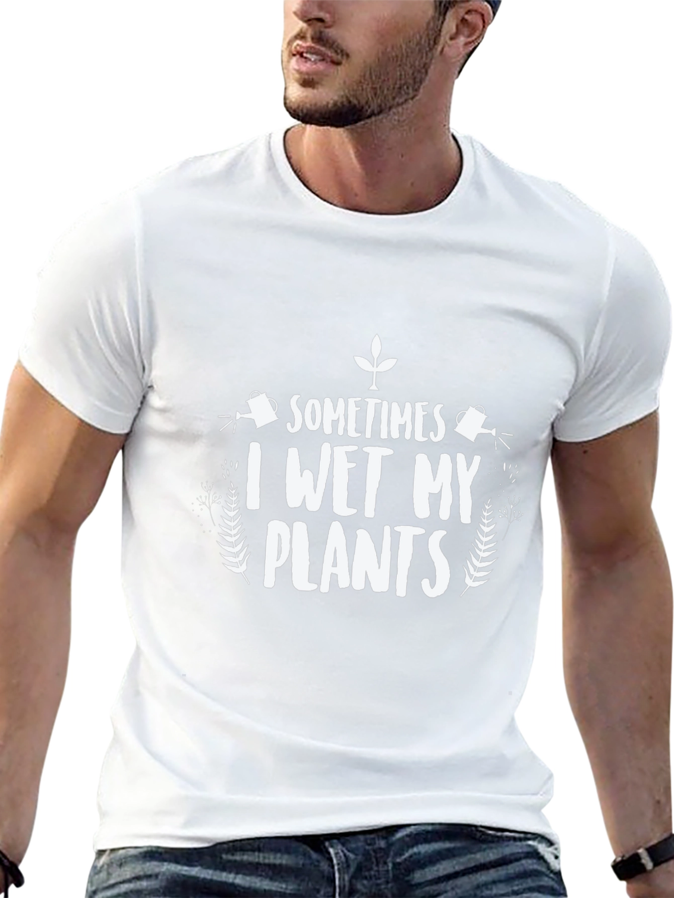 Black Funny "I Wet My Plants" Graphic T-Shirt view 13