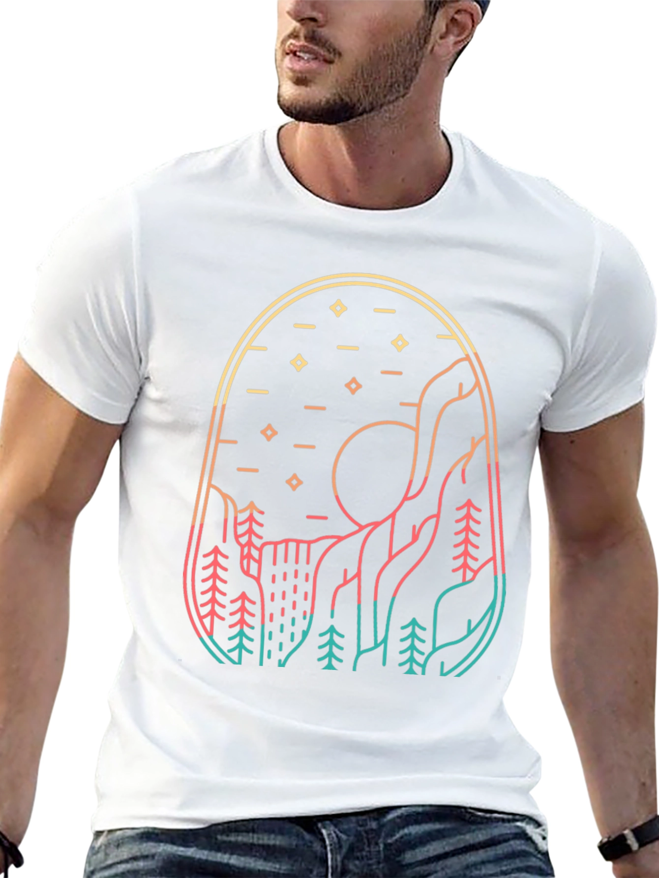 Black Mountainscape Graphic Tee - Nature Inspired Design view 13