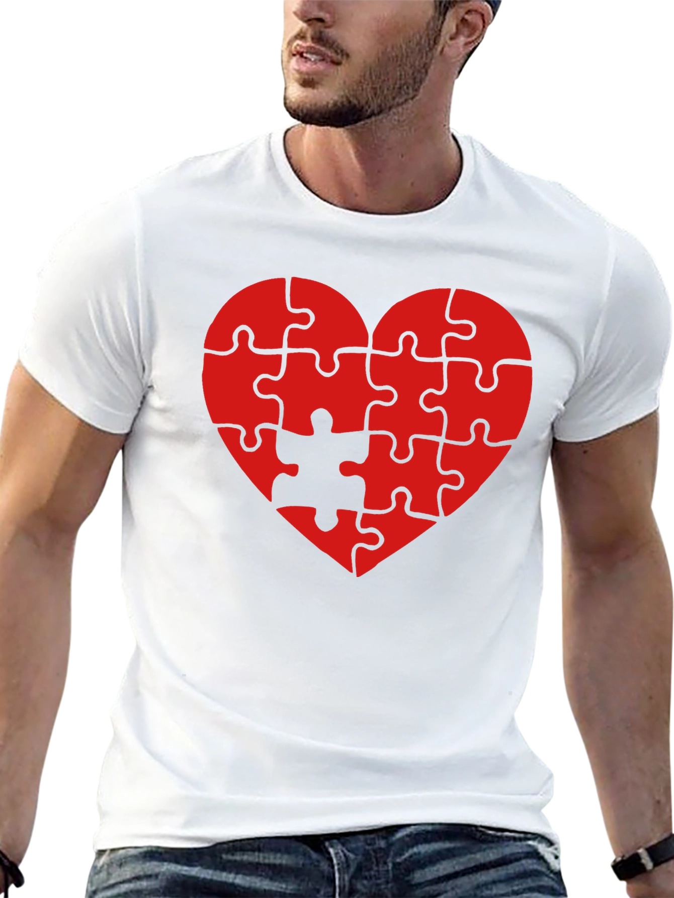 Black Heart Puzzle Piece T-Shirt - Love Completes You view 13