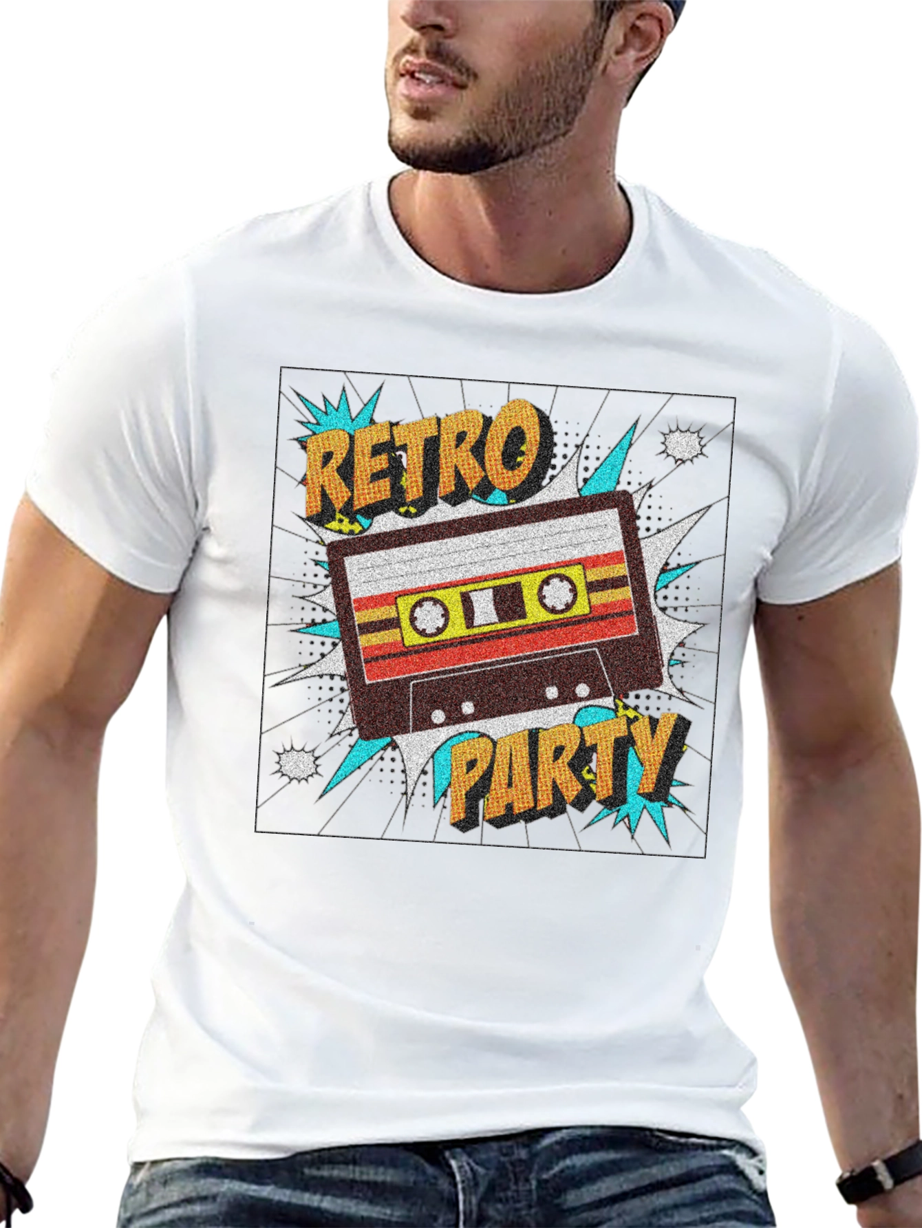 Black Retro Party Cassette Tape Graphic T-Shirt view 13