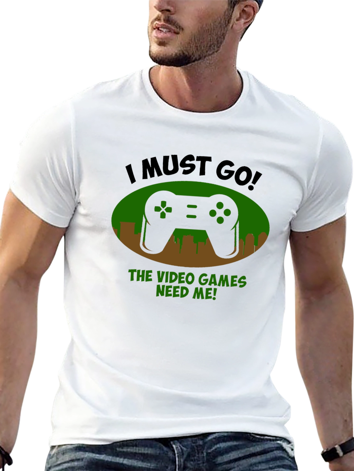 Black Gamer T-Shirt - I Must Go, Video Games Need Me! view 13