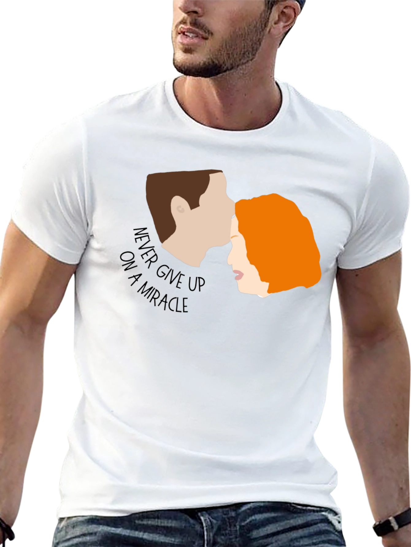 Black Never Give Up Miracle Graphic Black T-Shirt view 13