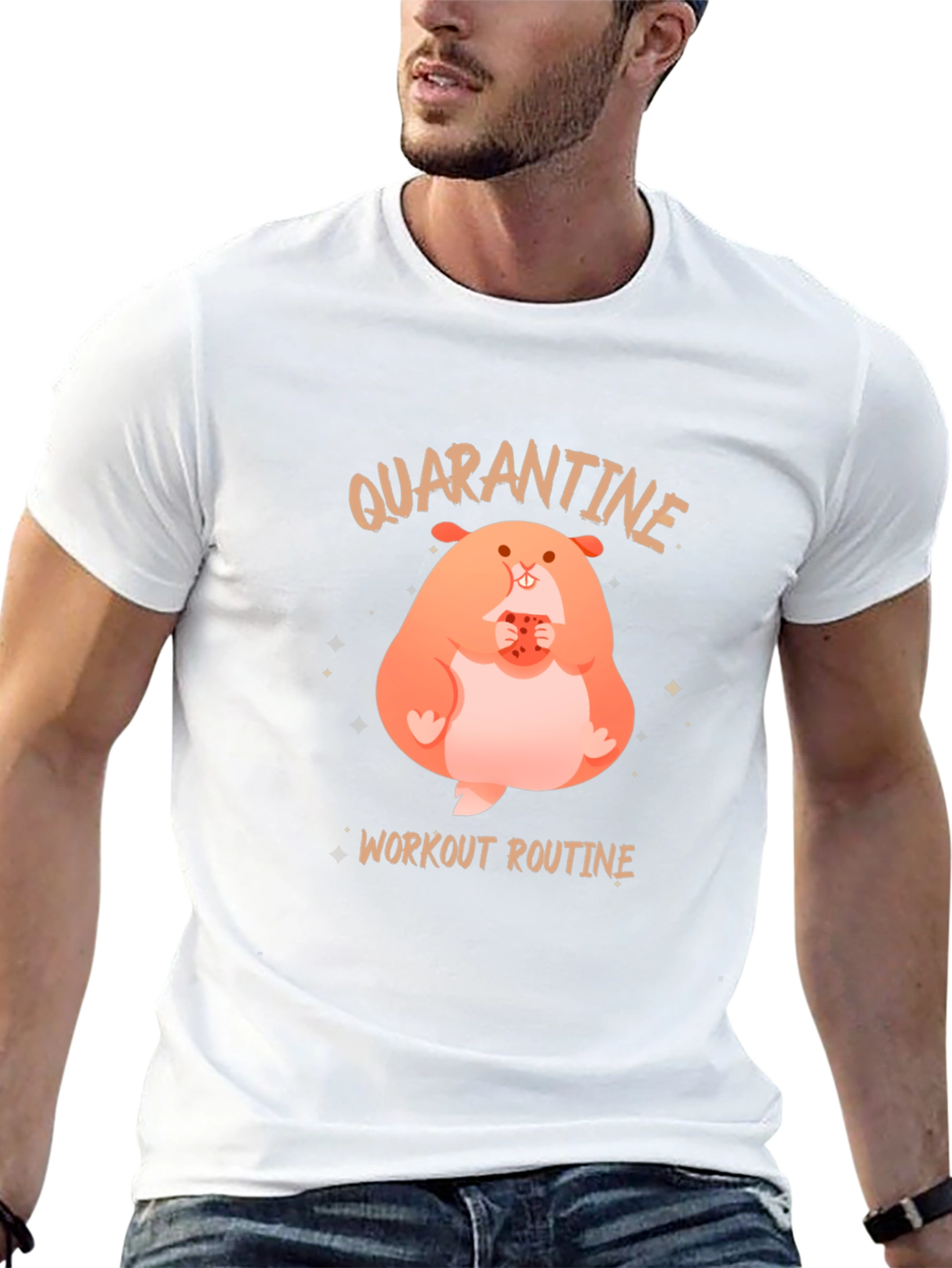 Black Quarantine Workout Routine T-Shirt view 13