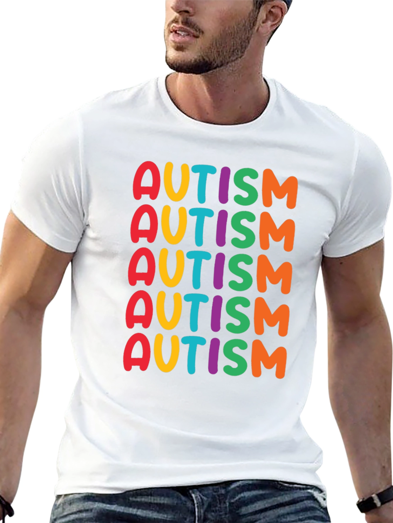 Black Colorful Autism Awareness T-Shirt view 13