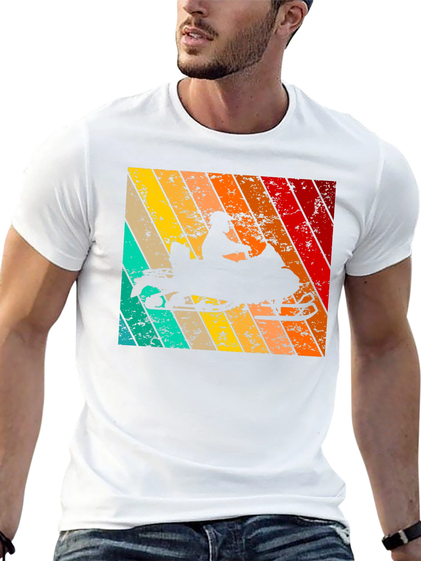 Black Retro Snowmobile T-Shirt | Vintage Style view 13