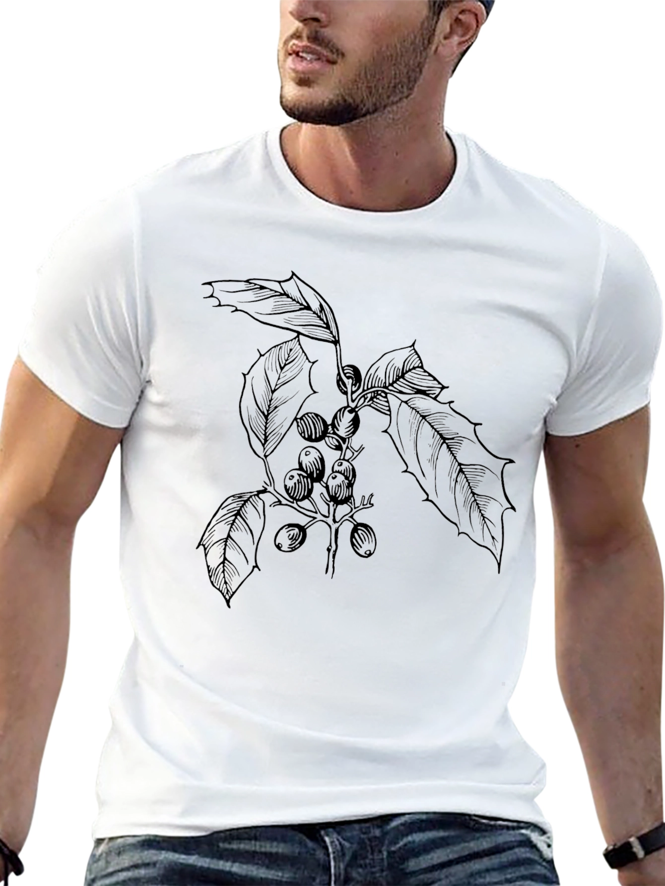 Black Botanical Sketch Graphic Tee - Unisex view 13