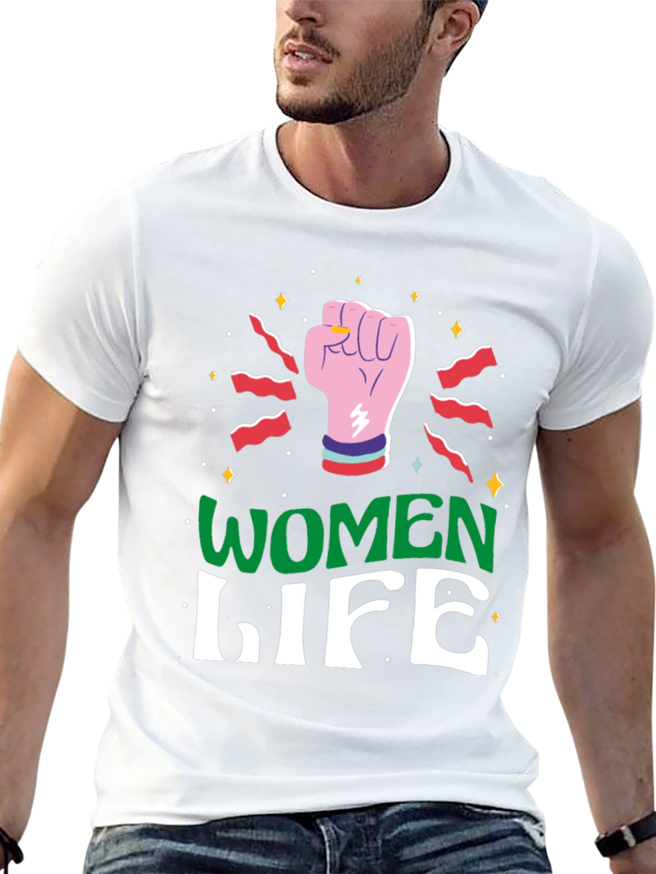 Women Life Fist Graphic Tee - Black - 13