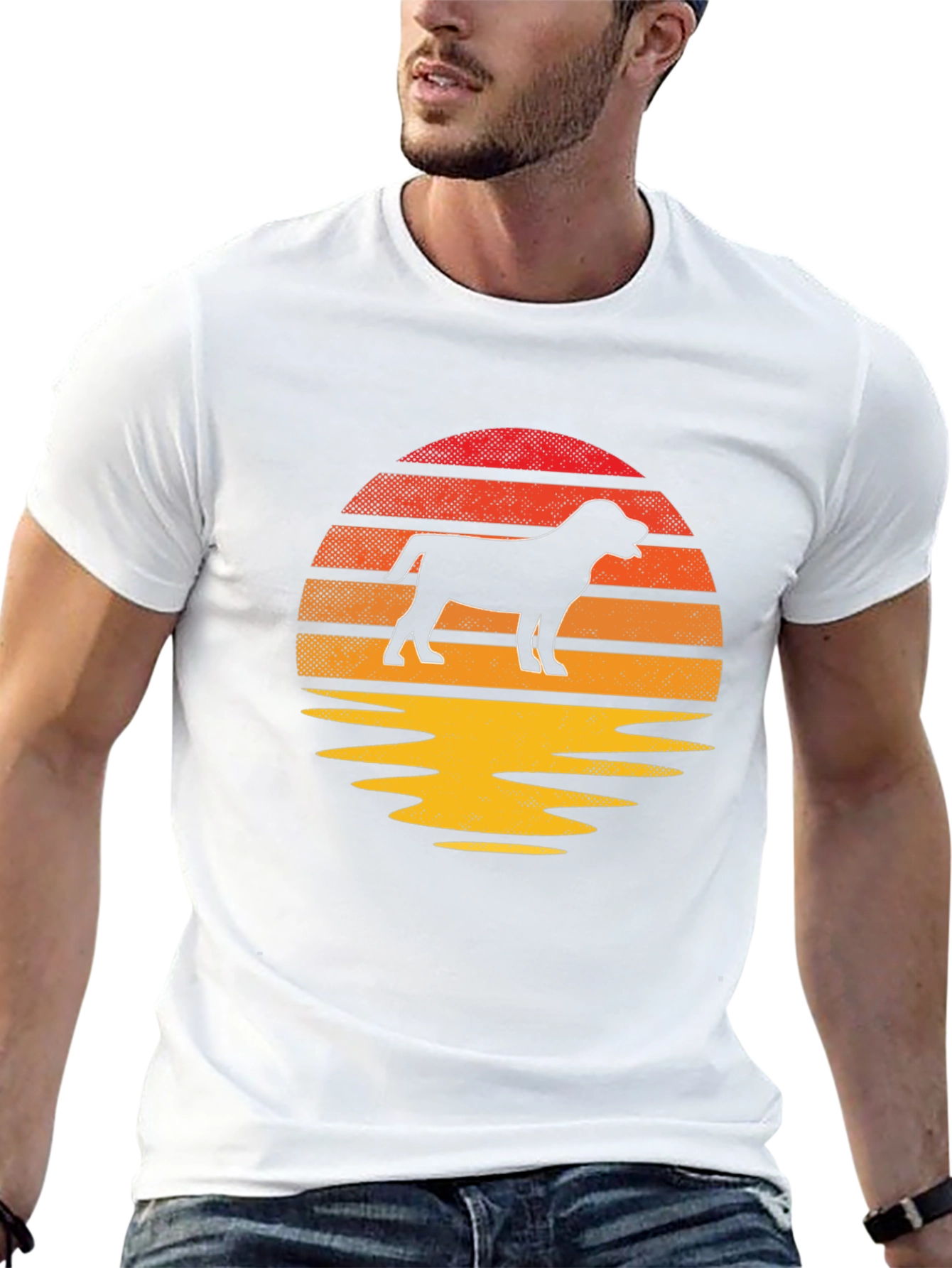 Black Dog Silhouette Sunset T-Shirt view 13