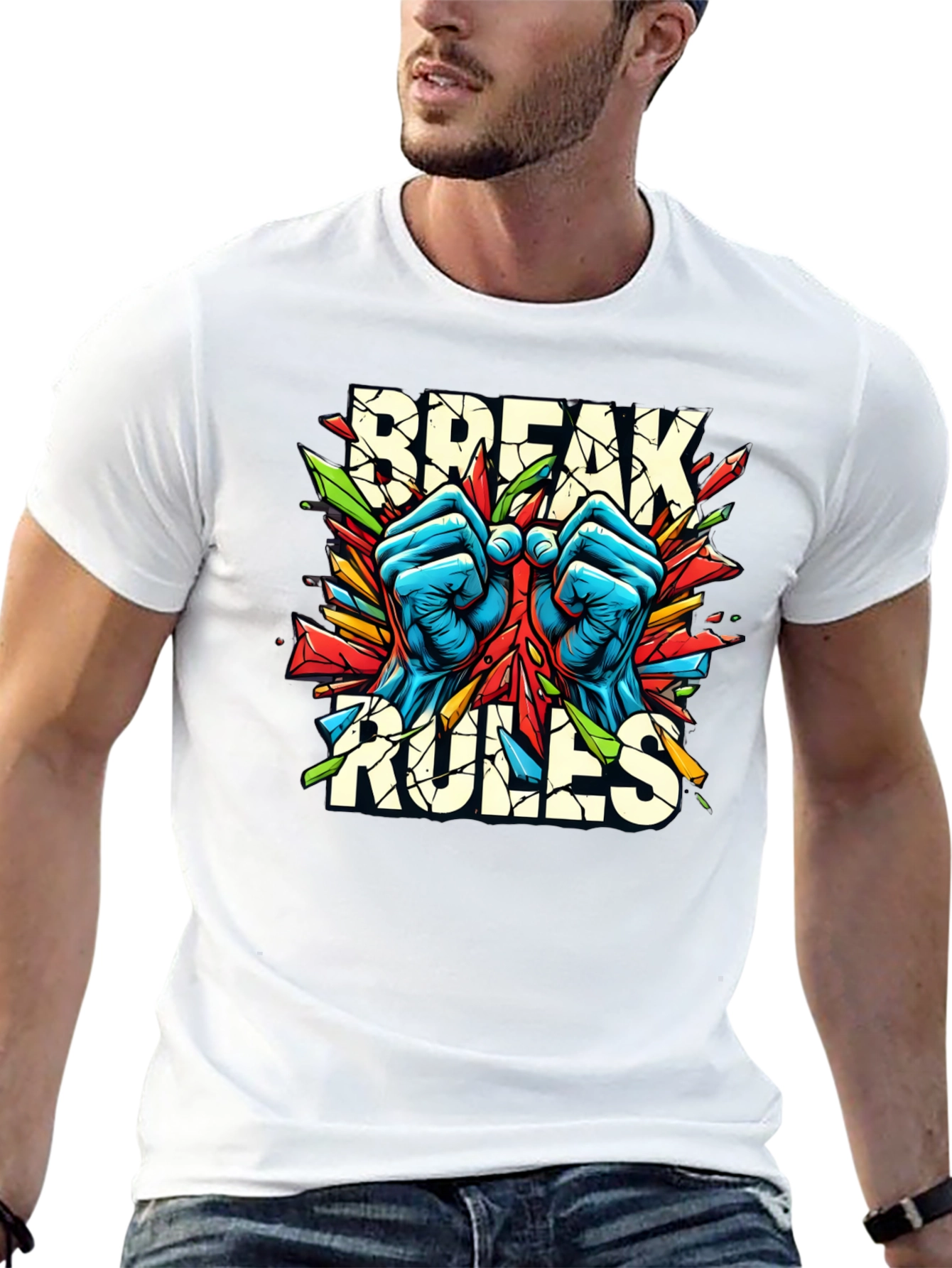 Black Break Rules Graphic Tee - Bold Streetwear Style view 13