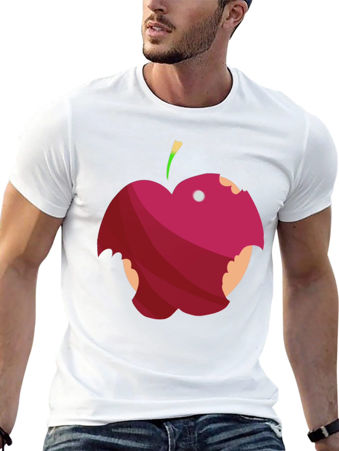 Black Bitten Apple Graphic Tee - Funny Fruit T-Shirt view 13
