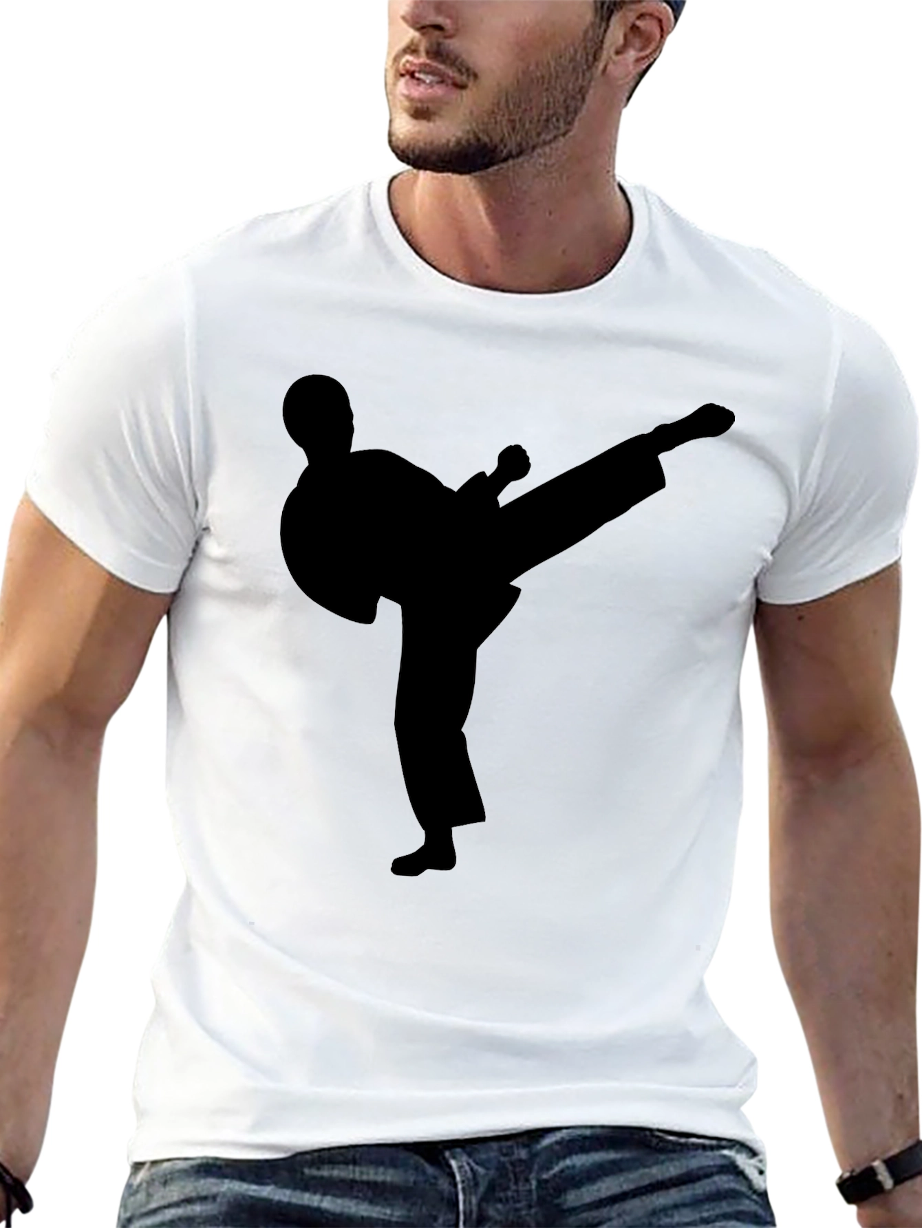 Black Martial Arts Silhouette T-Shirt - Black view 13
