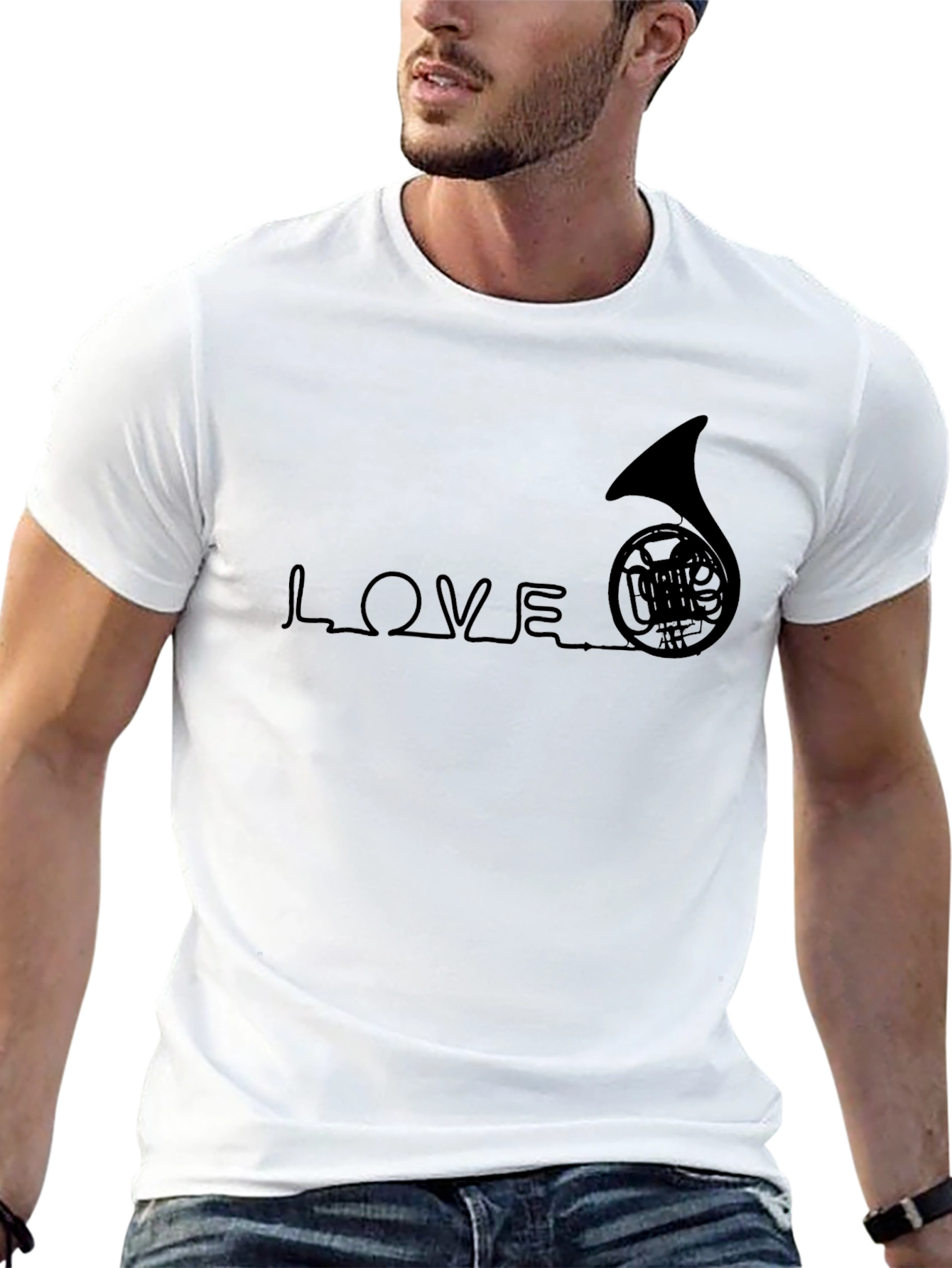 Black Love French Horn Graphic Tee view 13