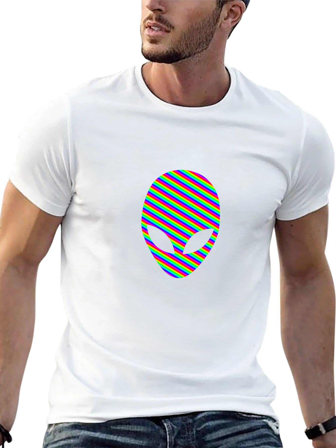 Black Rainbow Alien Head Graphic Tee - Black view 13