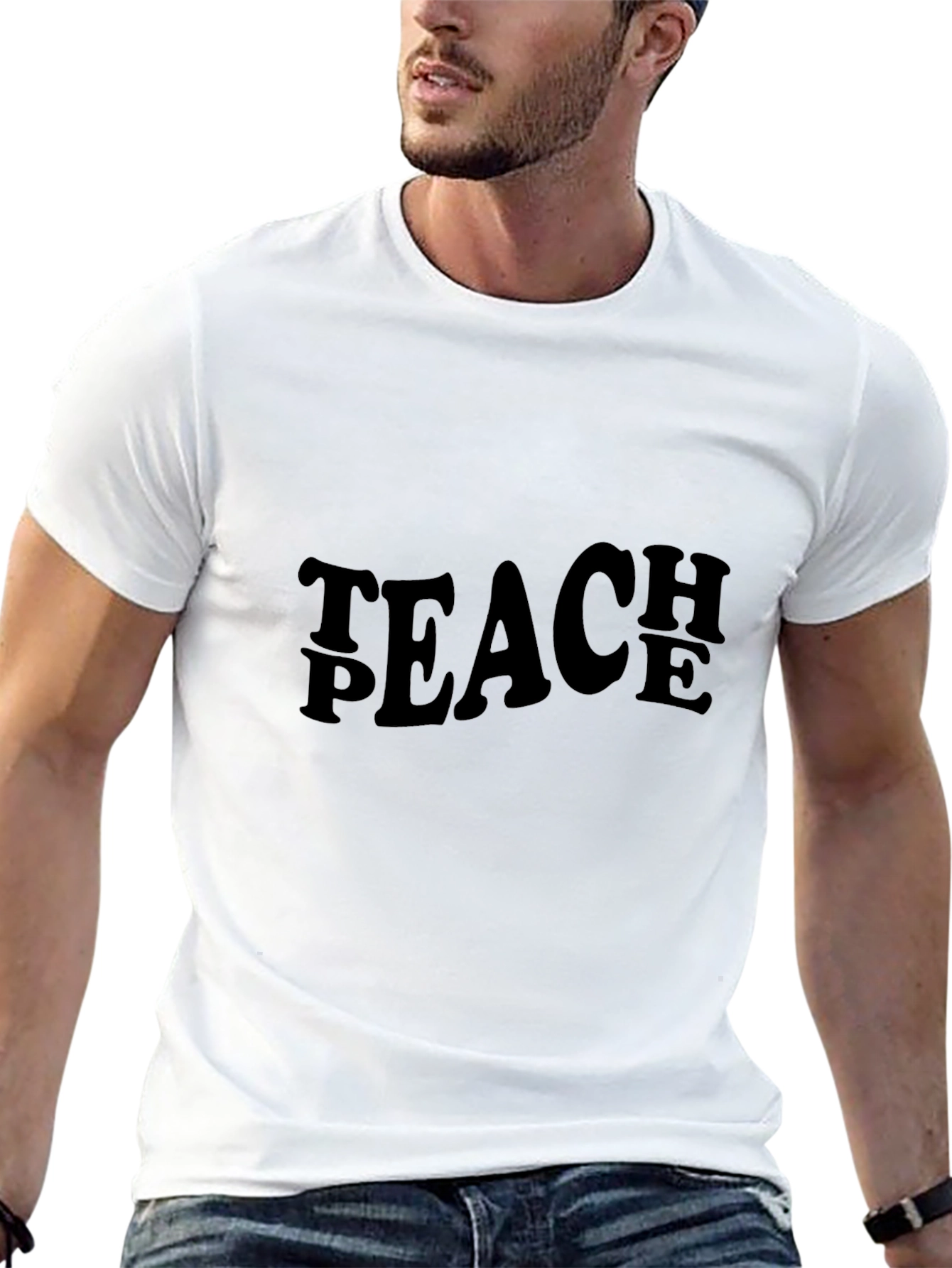 Black Teach Peace Black Graphic T-Shirt view 13