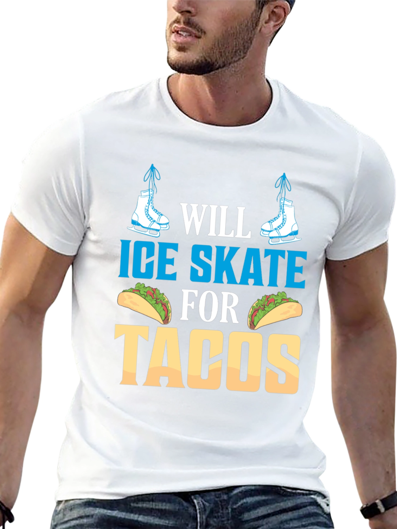 Black Ice Skate for Tacos Graphic Tee view 13