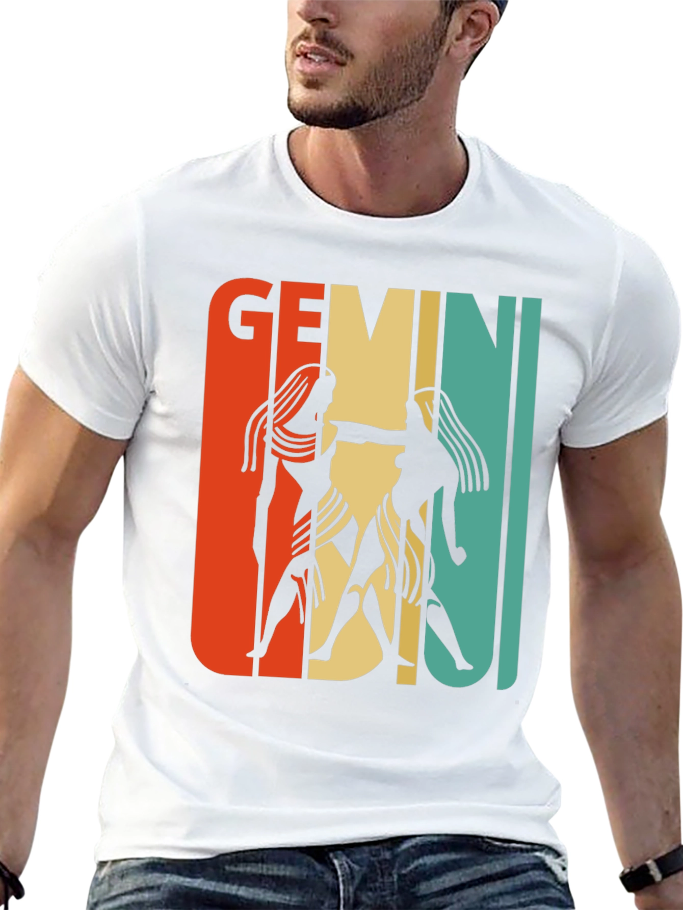 Black Retro Gemini Zodiac Graphic T-Shirt view 13