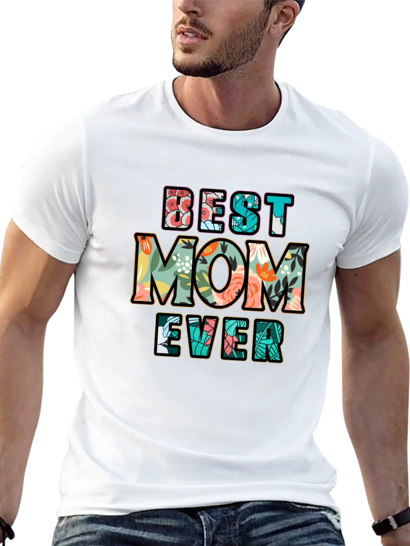 Black Best Mom Ever Floral Graphic T-Shirt view 13