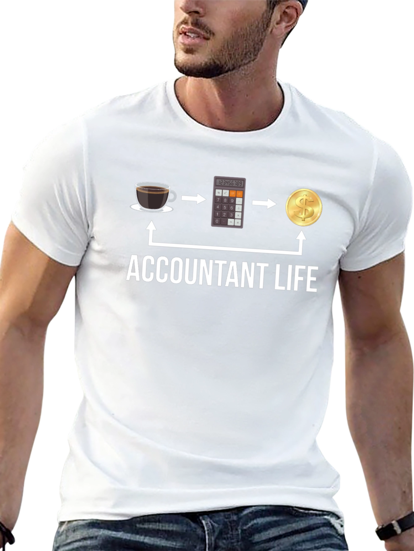 Black Accountant Life T-Shirt: Coffee, Calculator, Cash! view 13